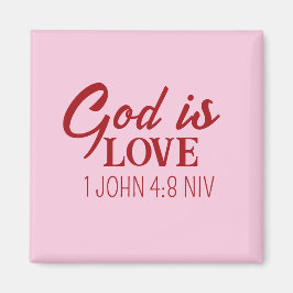 Gud är Kärlek Bible Verse Christian Faith Rosa Magnet
