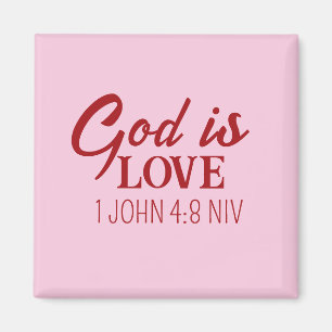 Gud är Kärlek Bible Verse Christian Faith Rosa Magnet