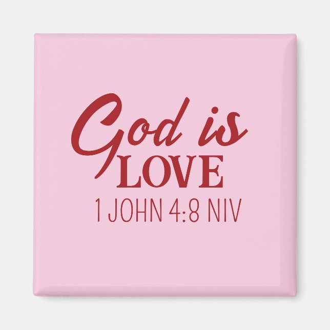 Gud är Kärlek Bible Verse Christian Faith Rosa Magnet (Framsidan)