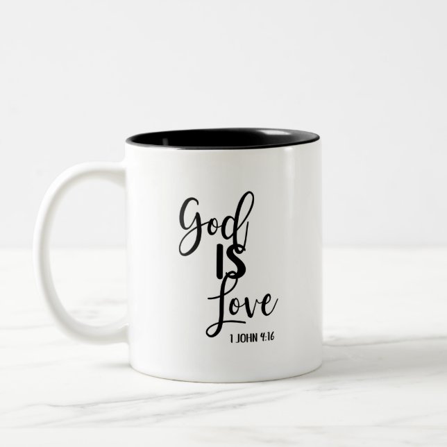 Gud är Kärlek Bible Verse Coffee Mugg (Vänster)