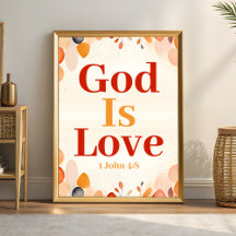Gud är Kärlek Boho Christian Wall Art-utskrift
