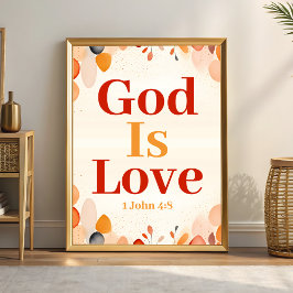 Gud är Kärlek Boho Christian Wall Art-utskrift Poster