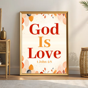 Gud är Kärlek Boho Christian Wall Art-utskrift Poster