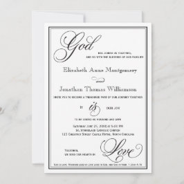 Gud är Kärlek Christian Script bröllop-inbjudan Inbjudningar
