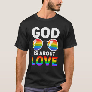 Gud är Kärlek HBT Christian Sunglasses Rainbow Gay T Shirt