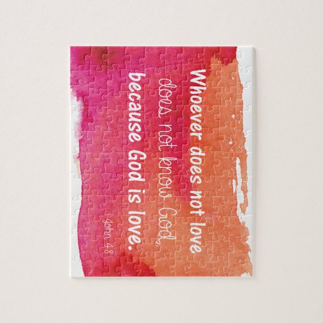 Gud är Kärlek Watercolor Paint Bible Verse Pussel (Vertikal)