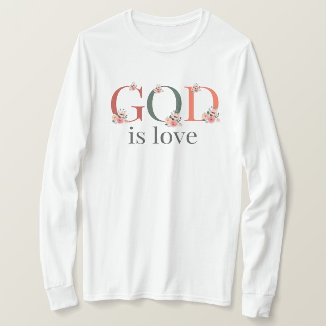 Gud är Kärlek Women's Blommigt Shirt T Shirt (Design framsida)