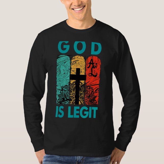 Gud är legit Multicolor Christian Graphic Tees T Shirt (Framsida)