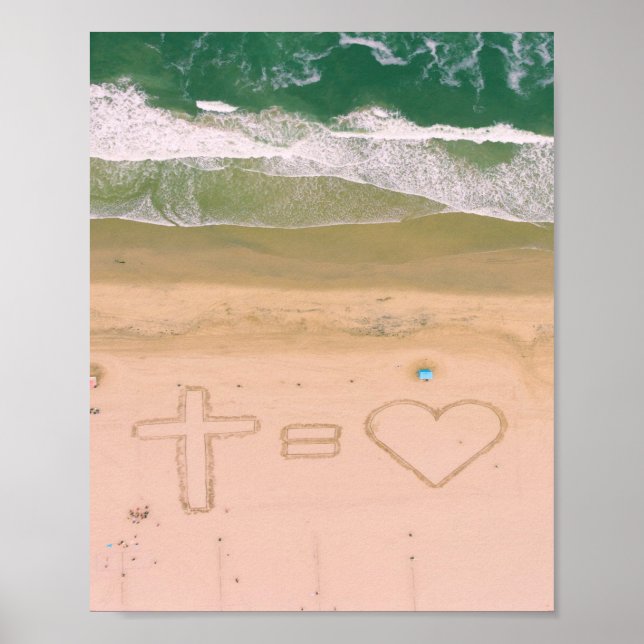 Gud är lika med KÄRLEK, Jesus är Kärlek, strandhav Poster (Framsidan)