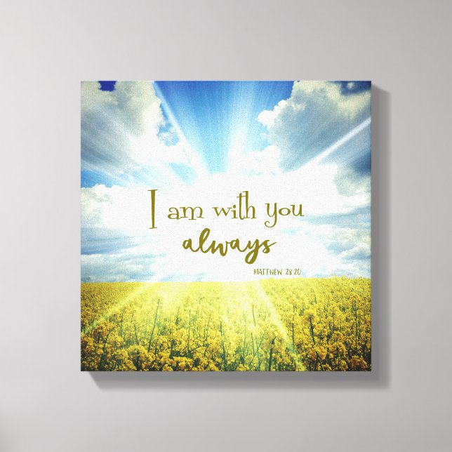 Gud är med dig alltid Bible Verse Typography Canvastryck (Framsida)