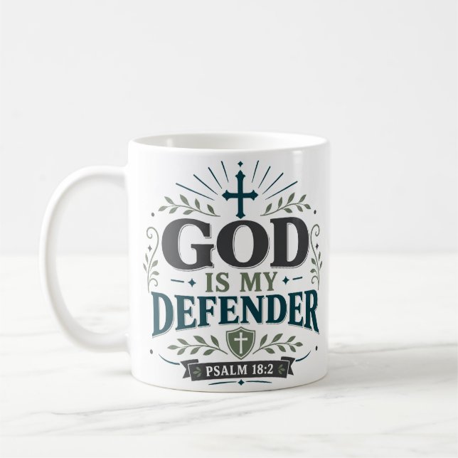 Gud Är Min Försvarare Biblisk Sanning Citat Kaffemugg (Vänster)