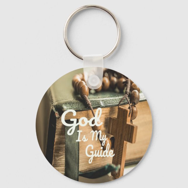 Gud är min guide Bible och Rosary Kor Nyckelring (Framsida)
