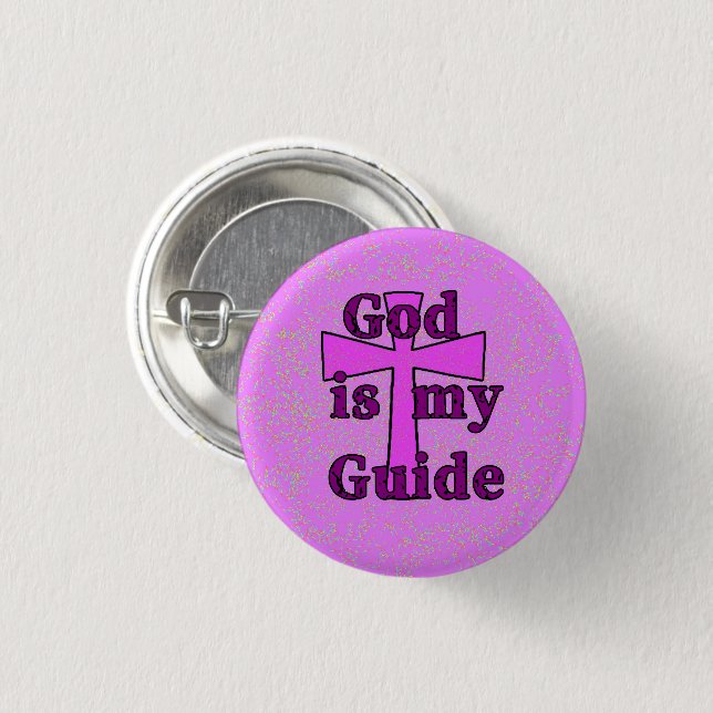 Gud är min guide lila kors knapp pin (Framsida & baksida)