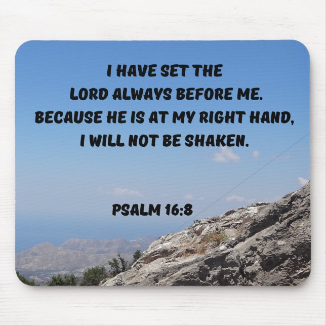 Gud är min Höger hand Psalm 16:8 Bible Verse Musmatta (Framsidan)