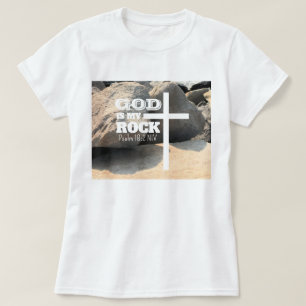 Gud är min klippa Bibelvers Vit kors kristen T Shirt