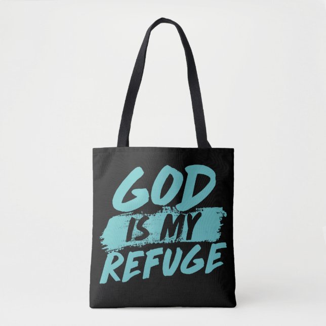 Gud är min Refuge Tote Tygkasse (Framsida)