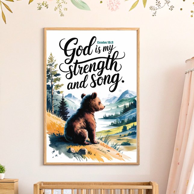 Gud är Min Styrka Kristna Barnkammar Barn Väggkons Poster (Skapare uppladdad)
