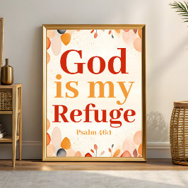 Gud är min tillflykt Boho Christian Wall Art-avtry Poster