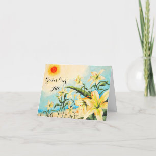 Gud är över allt Original Art Lilly Greeting Card Tack Kort