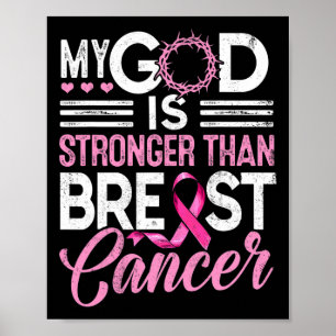Gud är starkare än bröstcancerrosa poster
