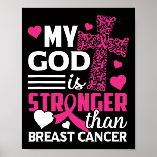 Gud är starkare än medvetenheten om bröstcancer poster