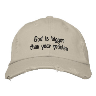 Gud är större än ditt problem FAITH Quote Broderad Keps