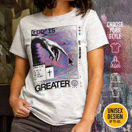 Gud är Större Modern Kristen Streetwear-synth T Shirt