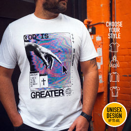 Gud är Större Modern Kristen Streetwear-synth T Shirt
