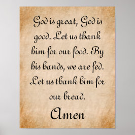 Gud är Underbar Mealtime Prayer Poster