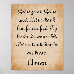 Gud är Underbar Mealtime Prayer Poster