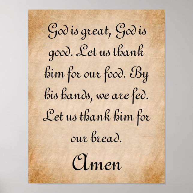 Gud är Underbar Mealtime Prayer Poster (Framsidan)