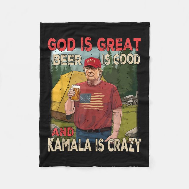 Gud är Underbar öl är Bra Kamala är galen. Fleecefilt (Framsidan)