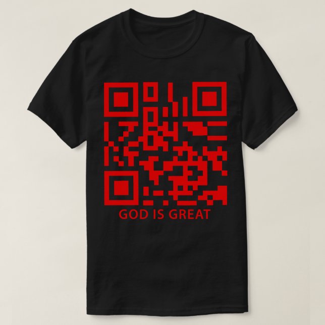 Gud är Underbar Red Qr Code T Shirt (Design framsida)