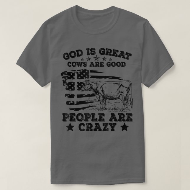 Gud är Underbara kor är Bra människor är galna apo T Shirt (Design framsida)