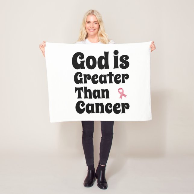 Gud är Underbarare än Cancer - inspirationell tro Fleecefilt (På plats)