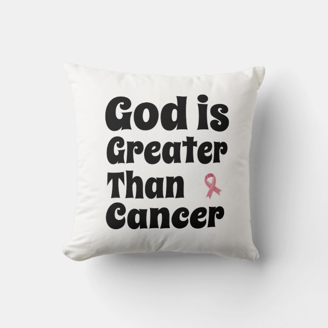 Gud är Underbarare än Cancer - inspirationell tro Kudde (Framsida)