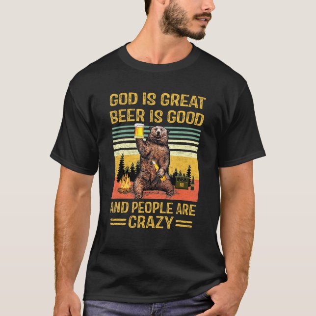 Gud är Underbart öl är Bra Bear Christian Drinking T Shirt (Framsida)