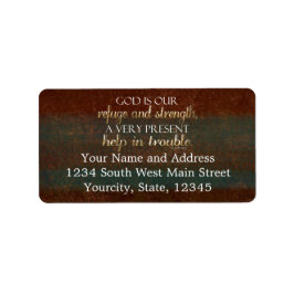 Gud är vår kristna bibel Verse Brown/Guld. Adressetikett