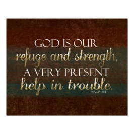 Gud är vår kristna bibel Verse Brown/Guld. Perfect Poster