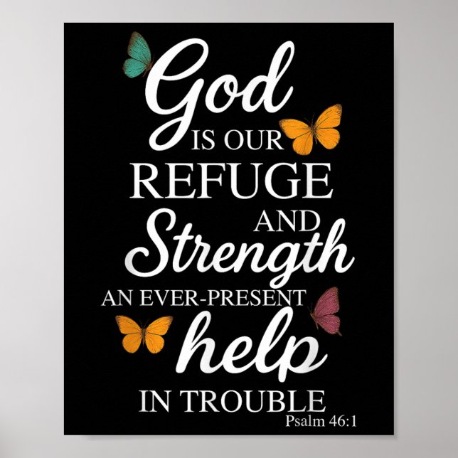 Gud är vår tillflykt Bibelvers Psalm 46_1 Poster (Framsidan)