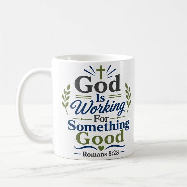 Gud arbetar för något gott Inspirerande Kaffemugg (Vänster)