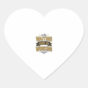 Gud Arbetar Vintage Tro Typography T-shirt_1 Hjärtformat Klistermärke