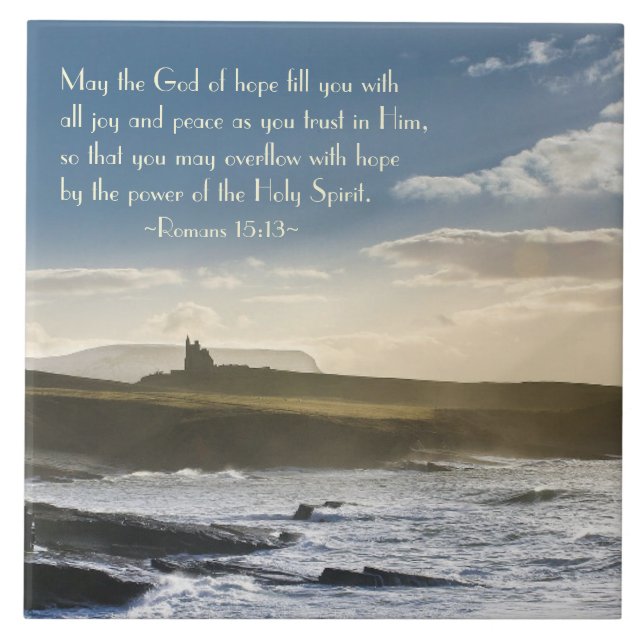 Gud av hopp, romer 15:13 Bible Verse, Irish Kusten Kakelplatta (Framsidan)