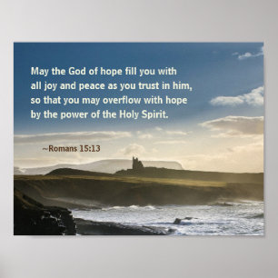 Gud av hopp, romer 15:13 Bible Verse, Irish Kusten Poster