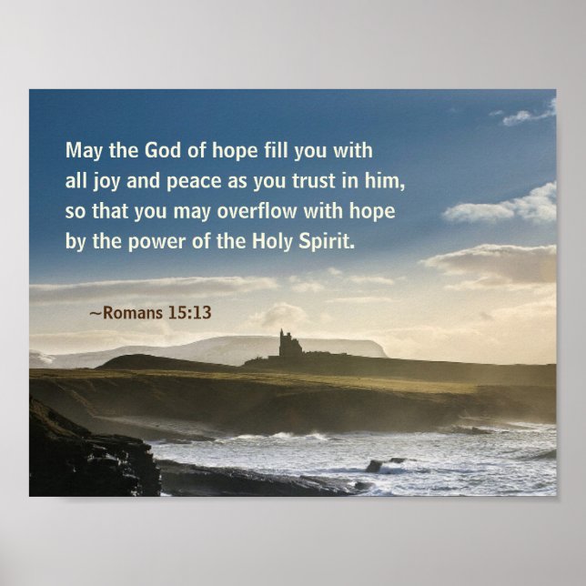 Gud av hopp, romer 15:13 Bible Verse, Irish Kusten Poster (Framsidan)