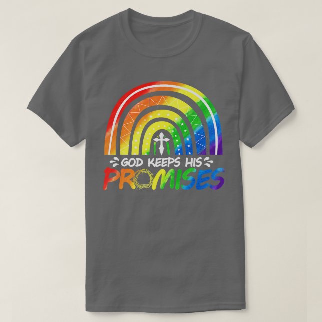 Gud Behålla hans löfte Rainbow Christian Bible Noa T Shirt (Design framsida)