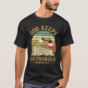 Gud Behållor sina löften Rainbow Noah Ark Jesus Ch T Shirt