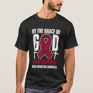 Gud Burgundy Ribbon Aortic Brain Aneurysm T Shirt
