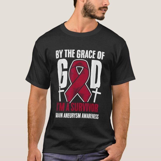 Gud Burgundy Ribbon Aortic Brain Aneurysm T Shirt (Framsida)