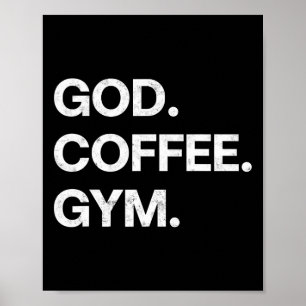 Gud Coffee Gym Funny Christian Workout Jesus M Poster
